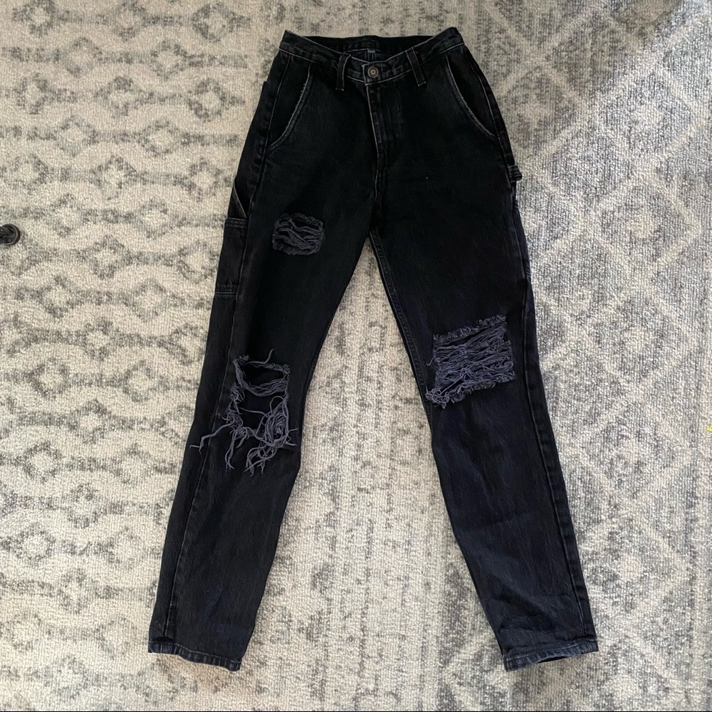 LF Carmar black distressed cargo jeans